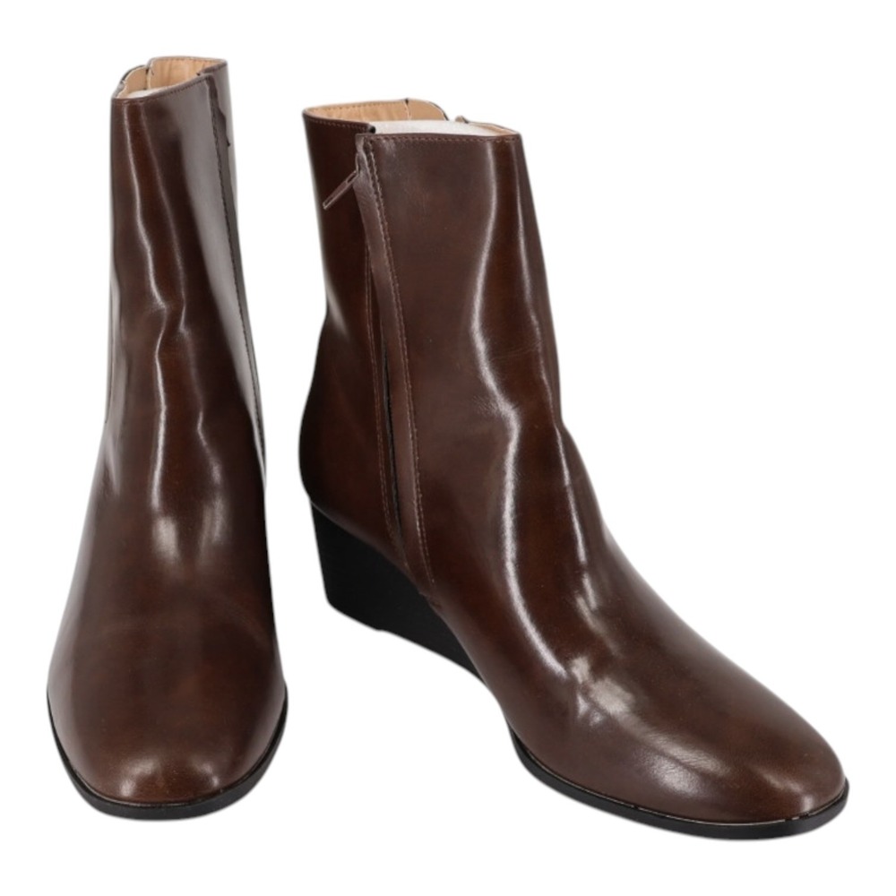 Journee Collection Kylo‎ Brown Wedge Ankle Booties 9 Faux Leather New In Box